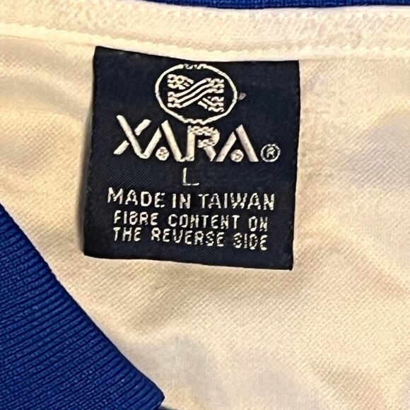 Xara Vintage Soccer Uniform Shirt.  White with Blue. Men's Size Large - Picture 3 of 6